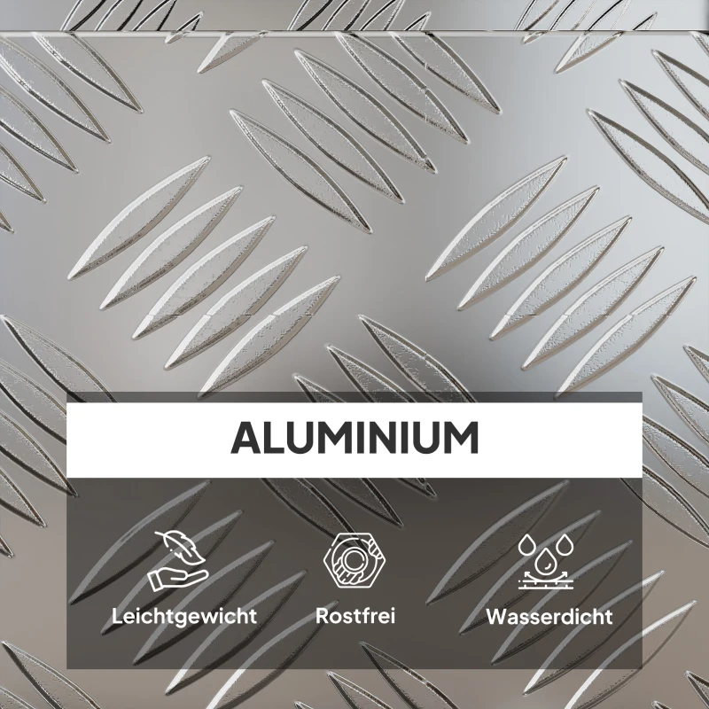 HOMCOM Gereedschapskist opbergbox van aluminium met slot en sleutels 50 x 15,5 x 20,5 cm