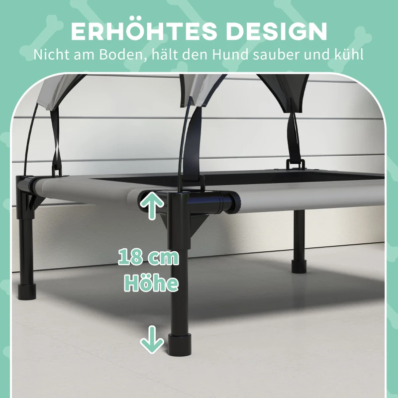 PawHut Hondenbed met Dak, Ademend, Waterafstotend, tot 20 kg, 76 x 61 x 69,5 cm, Lichtgrijs