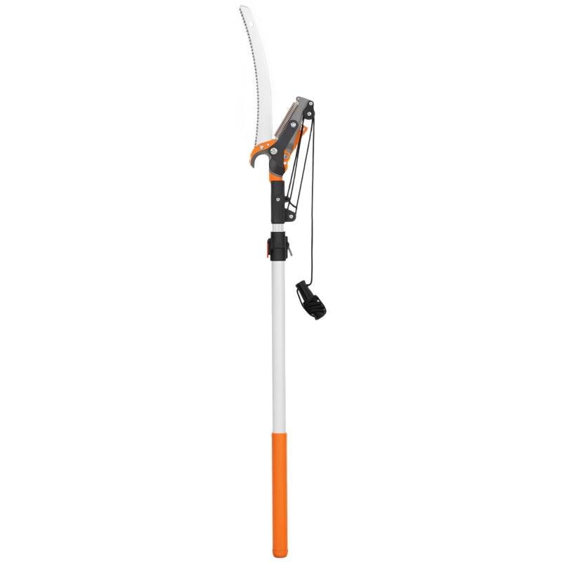 Outsunny 2-in-1 boomzaag met geïntegreerde takkenschaar, telescopische steel van 135/172/199 cm voor hoge takken, oranje