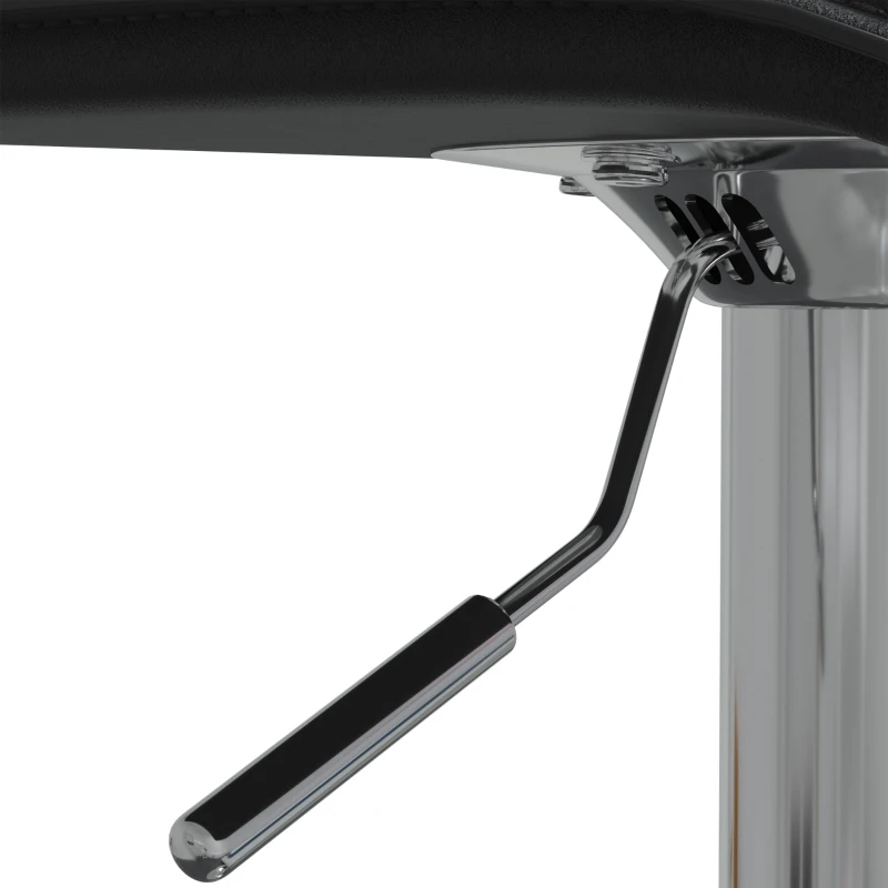 HOMCOM 360° draaibare barkruk met zilverkleurig stalen frame, in hoogte verstelbaar, met voetensteun, zwart