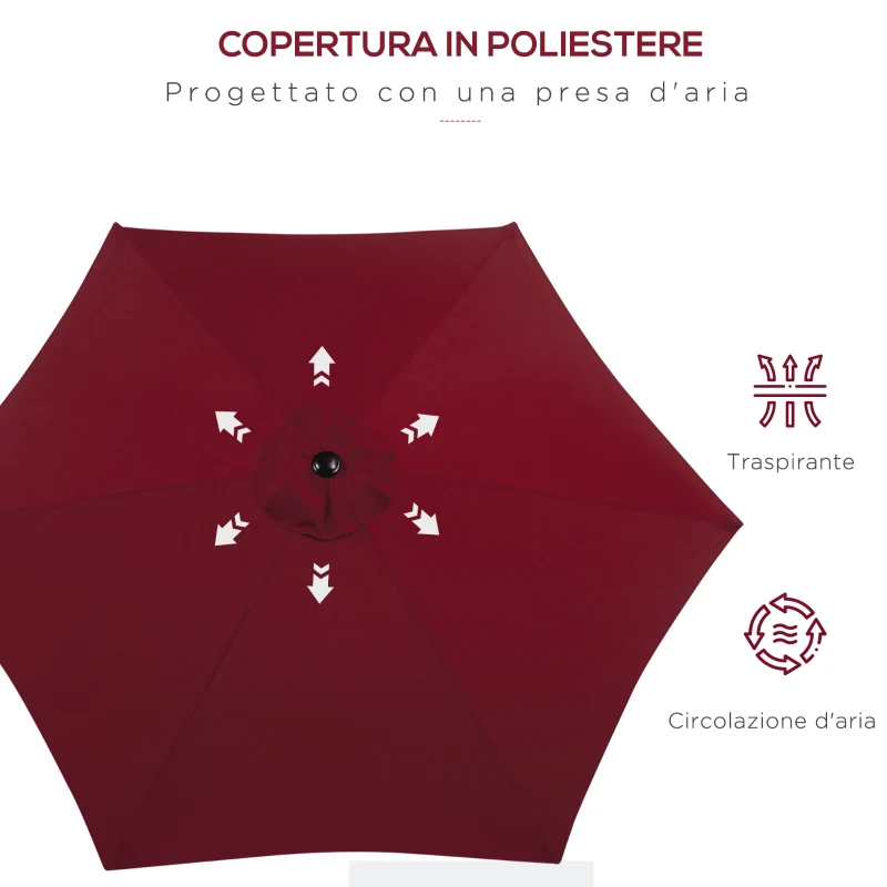 Outsunny Ombrellone da Giardino 2.6x2.4 m con Manovella e Testa Inclinabile, in Alluminio e Poliestere