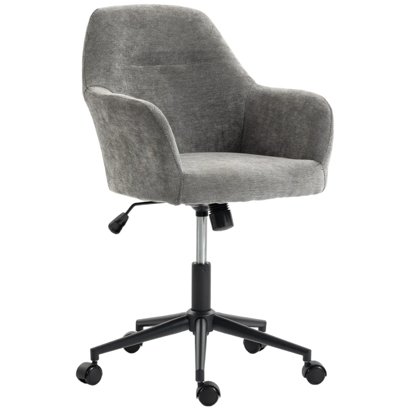 HOMCOM Chaise Bureau Ergonomique, Fauteuil de Bureau en Chenille avec Hauteur Réglable, Fonction Bascule, Gris