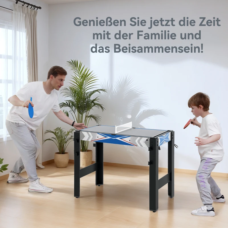 SPORTNOW 5-in-1 Speeltafel, Biljart, Tafeltennis, Hockey, Basketbal, Boogschieten, Inclusief Accessoires, MDF, Kunststof, Blauw(m-6)