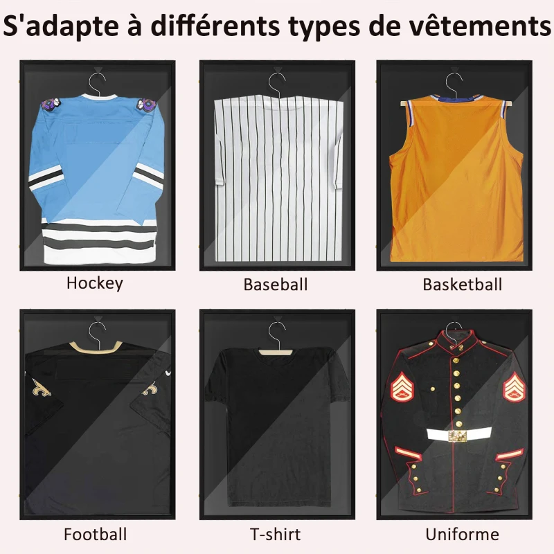 HOMCOM Frame box T-frame cadre pour maillot en aluminium et acrylique protection UV, 60 x 80 cm