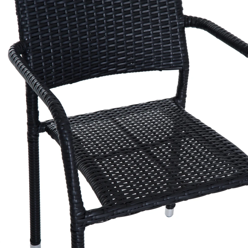 Outsunny Set di 4 Sedie da Pranzo Moderno Giardino Poli Rattan 57 × 64 × 89cm Marrone