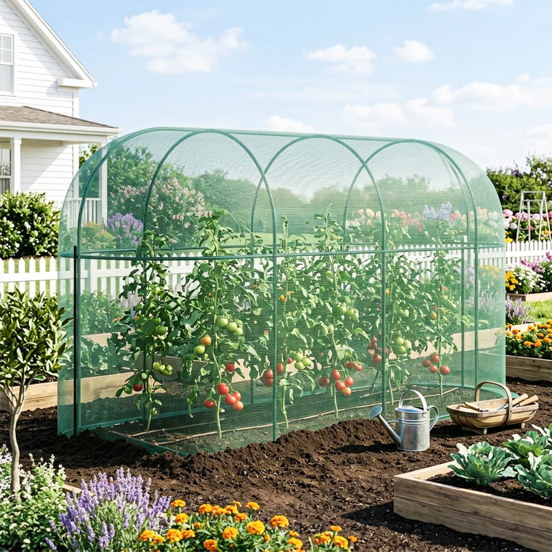 Outsunny Vogelbeschermingsnet, metalen frame, ritssluitingdeur, eenvoudig opzetten en afbreken, 3 x 1 x 1,5 m, groen