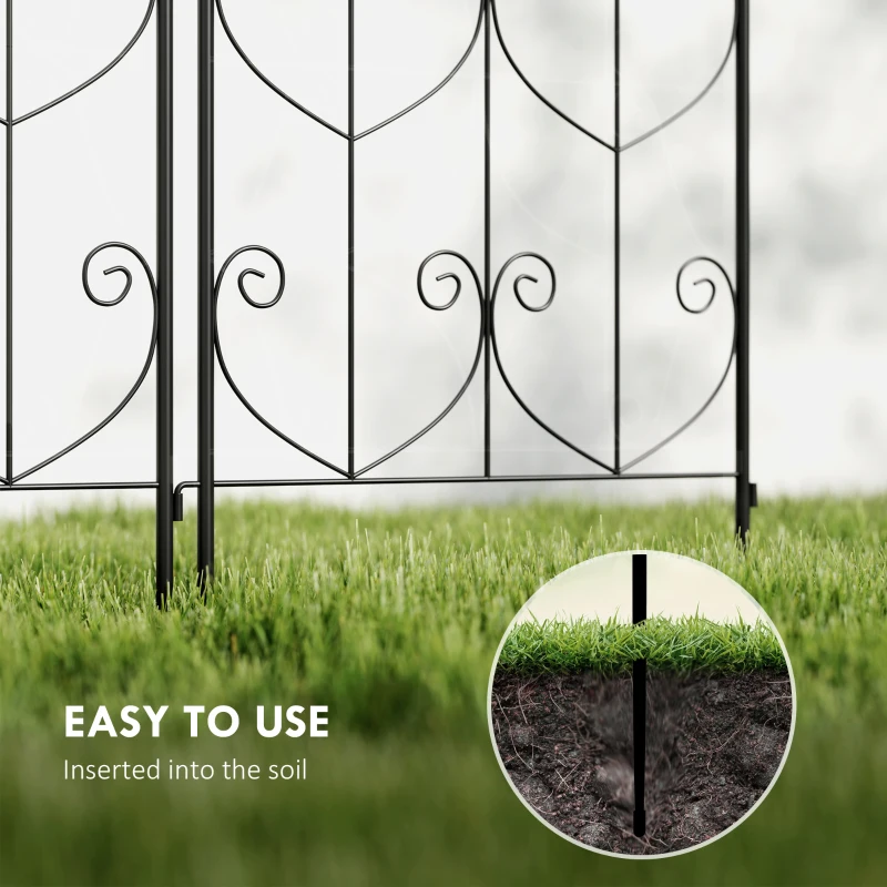 Outsunny Set of 2 Garden Trellis, Metal Fence Panels for Climbing Outdoor Plants, Flowers, 180 x 50cm