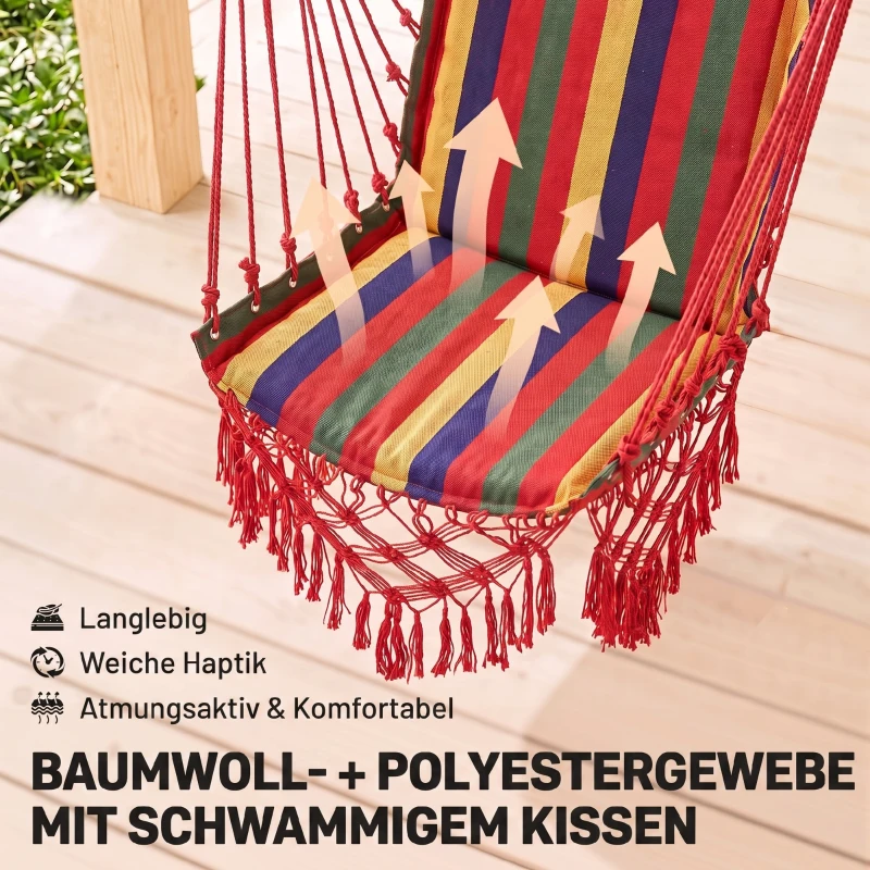 Outsunny Hangstoel zwevende stoel hangmat stoel gestoffeerde stoel buiten 100 x 60 cm tot 120 kg