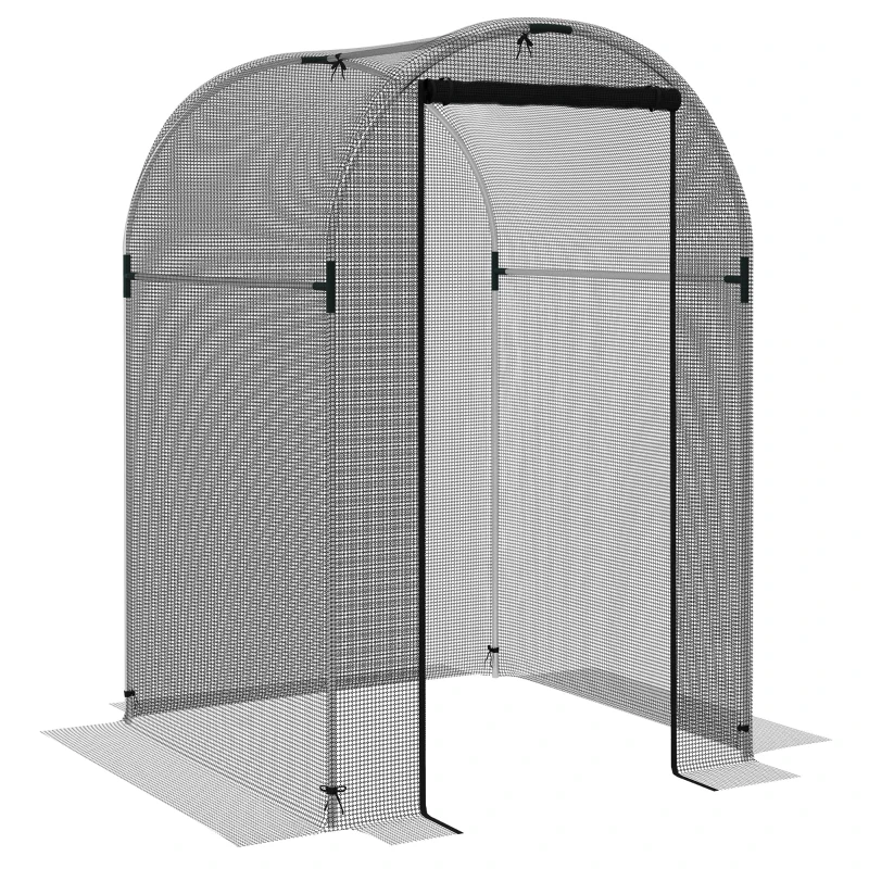 Outsunny Vogelbeschermingsnet, plantenbescherming, stevig, deur met ritssluiting, 120x120x188 cm, Zwart/Zilver