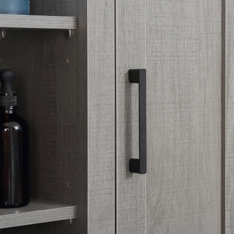 kleankin Armario de Baño de Pared con 3 Estantes Abiertos y 1 Puerta Mueble Auxiliar Suspendido Moderno 48x20x50 cm Gris