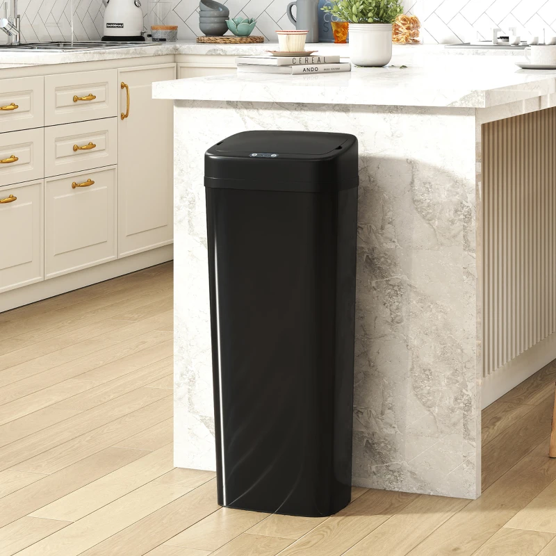 HOMCOM 50L Stainless Steel Sensor Bin - Black