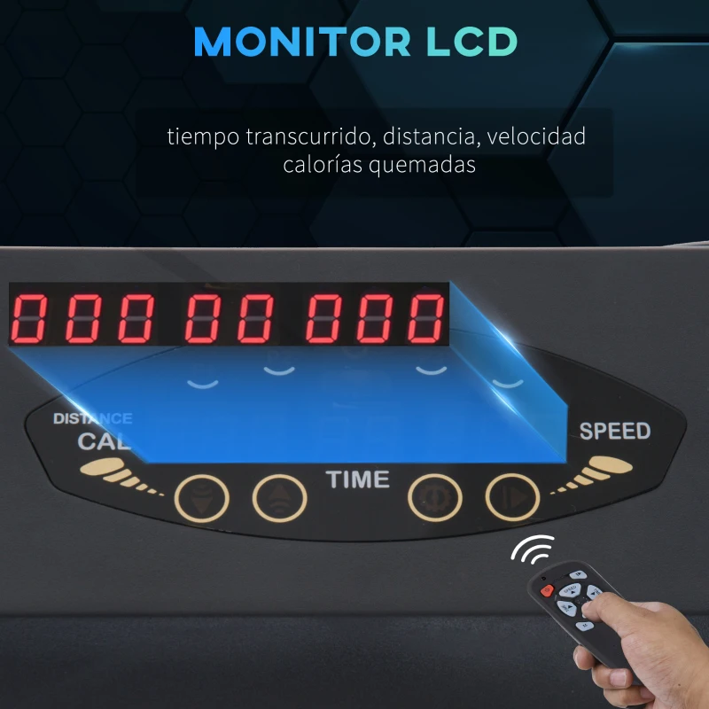 HOMCOM Cinta de Correr Plegable Cinta de Andar 1-6 km/h con Botón de Emergencia Pantalla LCD Control Remoto Potencia de Motor 500W Ahorra Espacio 105x56x108,5 cm Negro