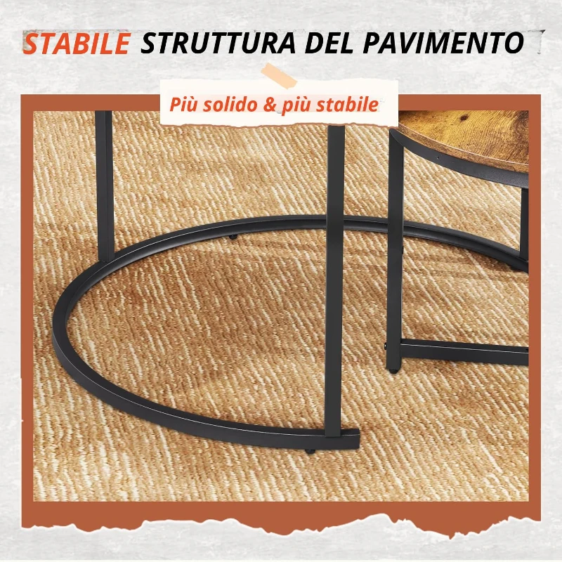 Set da 2 tavolini da salotto, design 2‑in‑1 flessibile, design moderno, 80x80x48,2 cm, Marrone