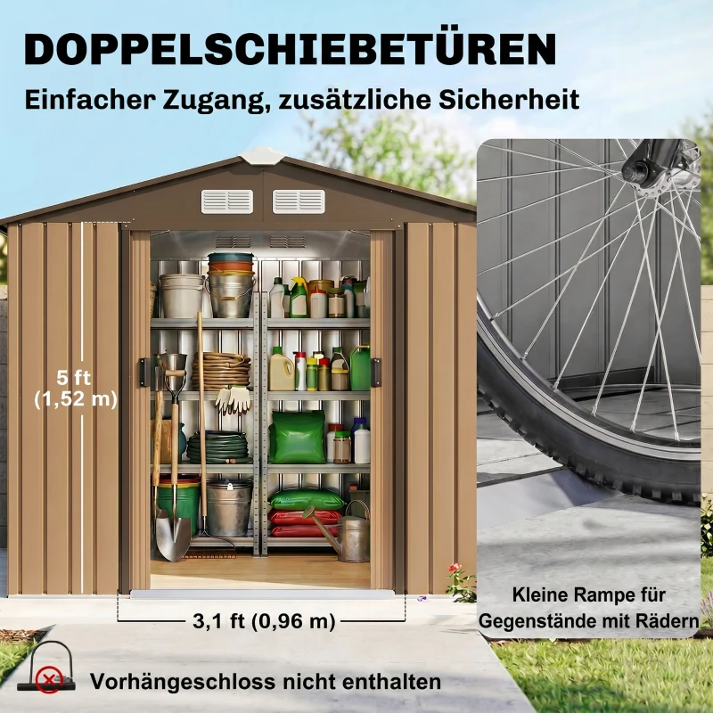 Outsunny tuinhuisje metaal geel 213 x 130 x 185 cm