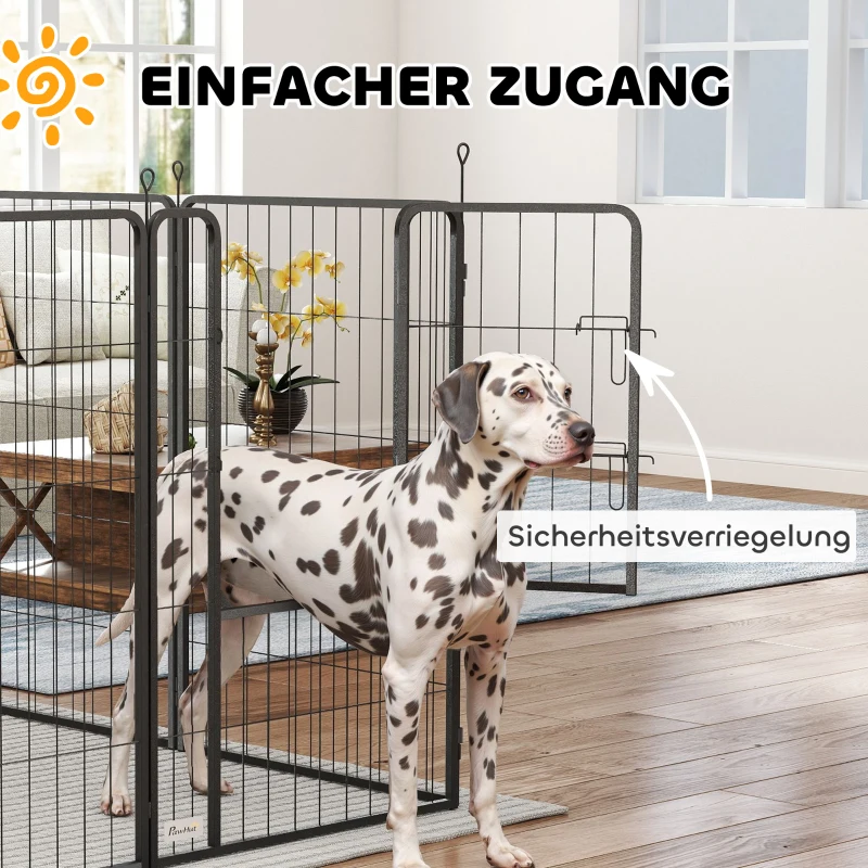 PawHut Puppyren 8-Vormig met Deur en Grondpinnen, Flexibel en Opvouwbaar 100cm Hoog