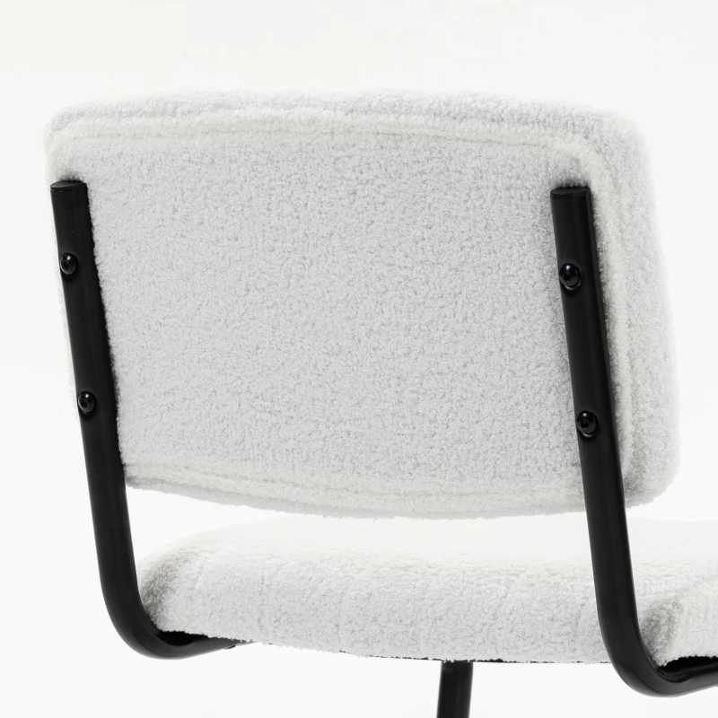 HOMCOM Eetkamerstoelen set van 2 met modern sledeframe, hoge rugleuning en teddylook, voor keuken of eettafel, crème