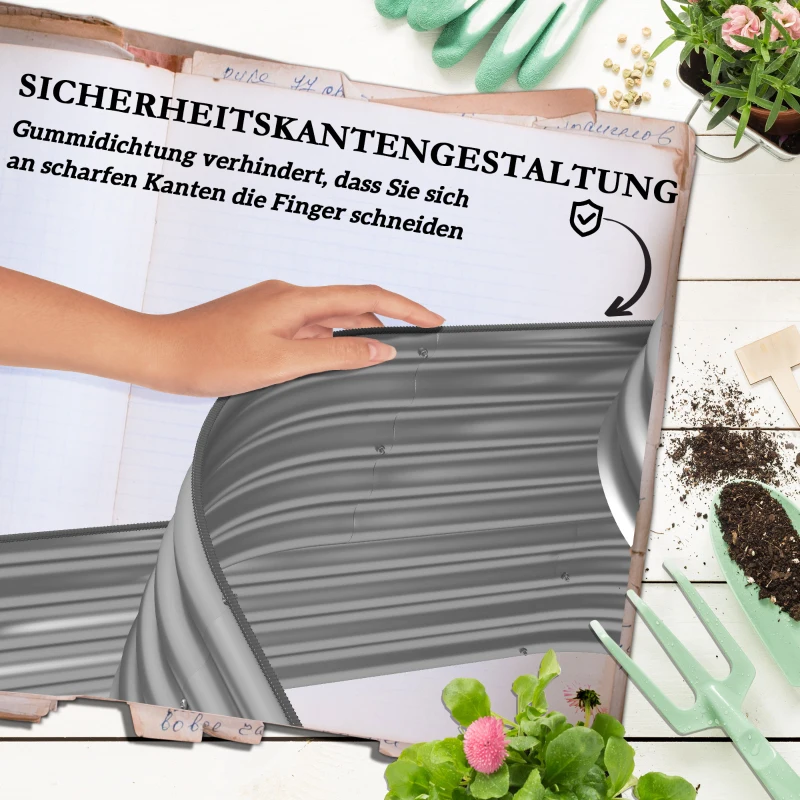Outsunny Houten Plantenbak met 3 Niveaus, 158 cm x 109 cm x 82 cm, Zilverkleurig