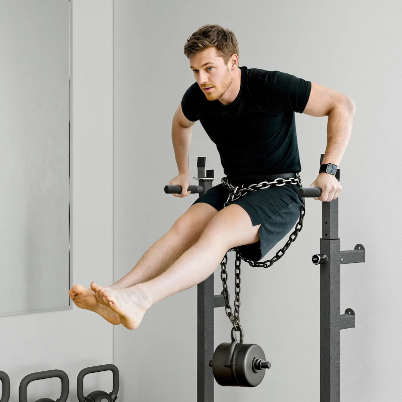 SPORTNOW Support d'haltères réglable en hauteur et en largeur, repose-barre en acier avec verrouillages de sécurité, supportant jusqu'à 150 kg