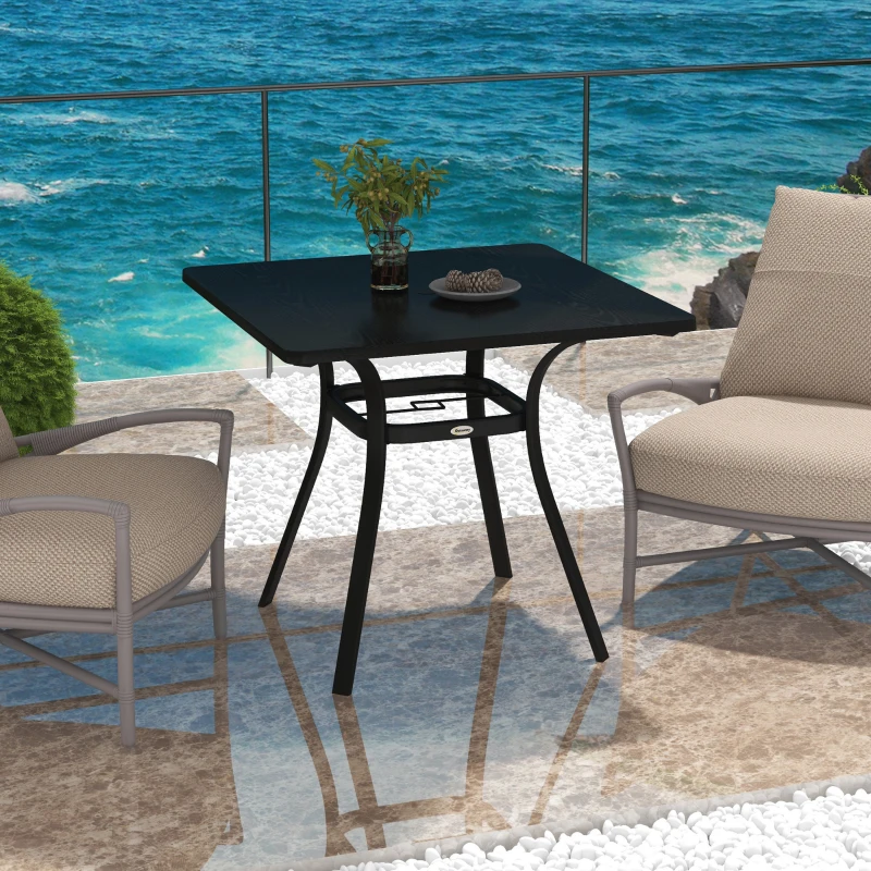 Outsunny Tuintafel voor 4 Personen, Stalen Frame, 80L x 80B x 72H cm, Zwart