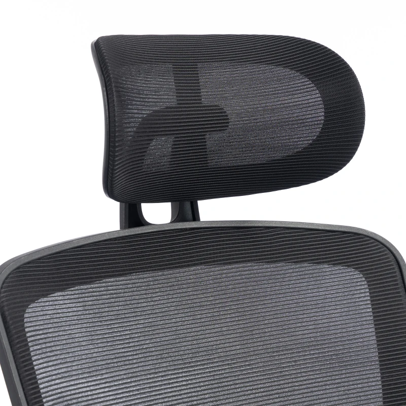 HOMCOM Chaise Bureau Ergonomique, Fauteuil de Bureau en Maille avec Soutien Lombaire et Appui-Tête Réglables, 64x65x129cm, Noir