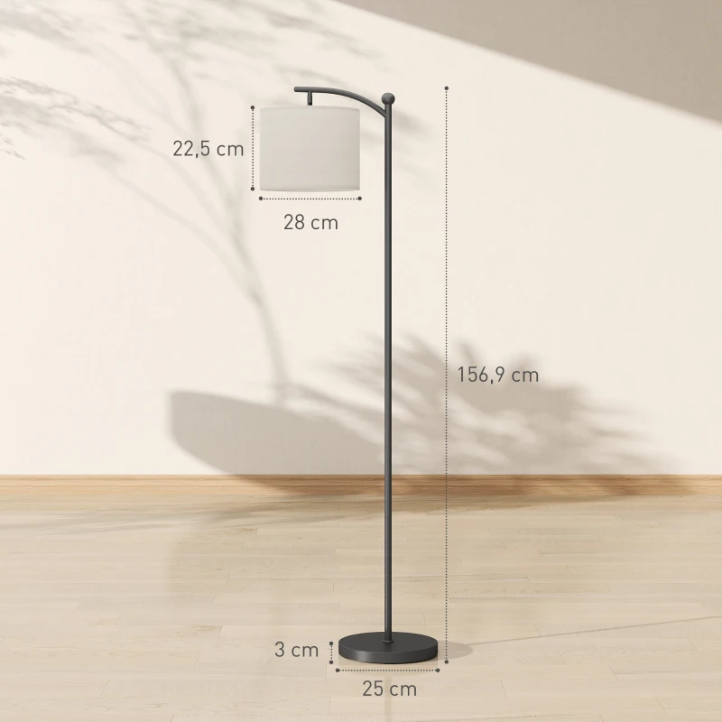 HOMCOM Vloerlamp met verstelbaar licht, voetschakelaar, afstandsbediening, metaal, zwart