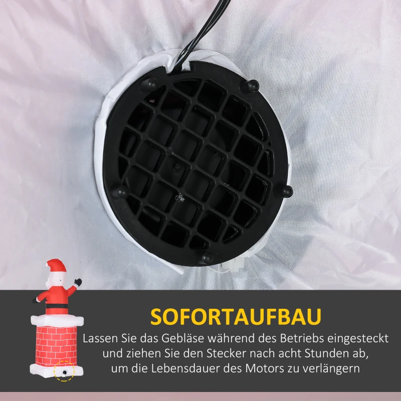 HOMCOM Opblaasbare kerstman met schoorsteen, LED-verlichting, geïntegreerde ventilator, 80 x 70 x 210 cm.