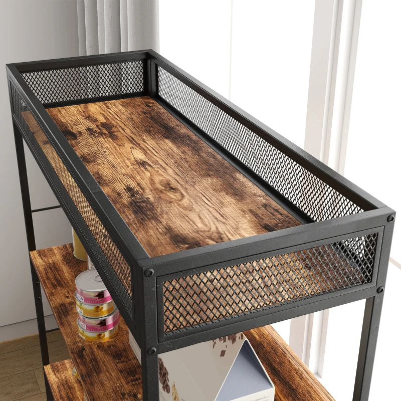 PawHut Kattenbak met 3-Niveau's Opbergrek en Krabpaal, Gesloten Kattenbak, 80 x 48 x 152 cm, Bruin(m-8)
