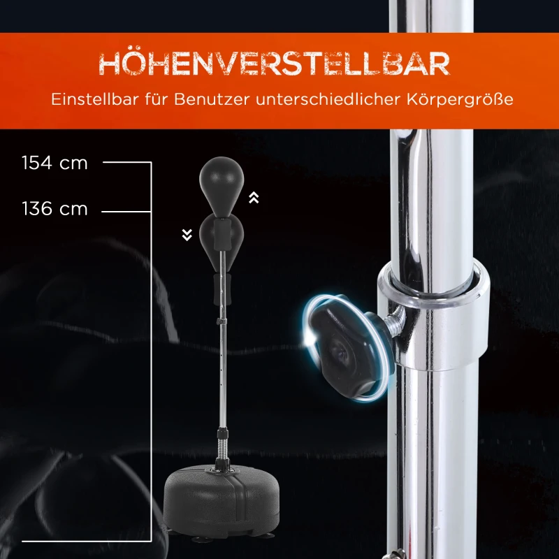 HOMCOM Boksbalset set voor bokstraining staande bokszak met rode handschoenen, in hoogte verstelbaar PU + staal + PE ø 48 x 136-154 H cm