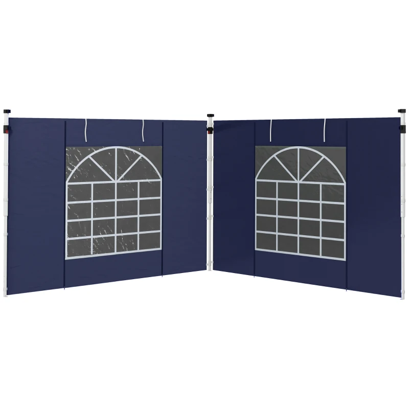 Outsunny Paviljoen Gordijnen, Set van 2, voor 3x6m of 3x3m Tuinpaviljoens, met Ramen en Deuren, Blauw