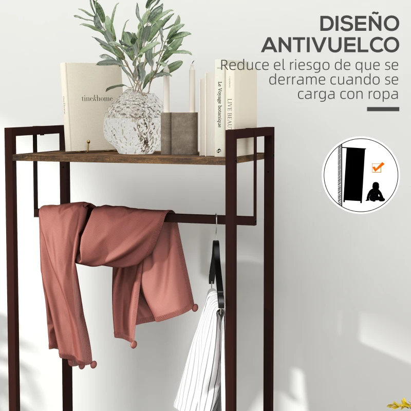 HOMCOM Perchero para Ropa Perchero Recibidor con 3 Cajones de Tela y Estante de Almacenamiento 58,5x30x178 cm Marrón Rústico
