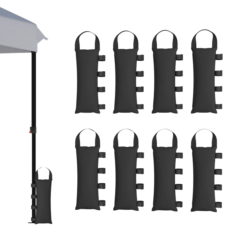 Outsunny Pack de 8 Bolsas de Peso para Carpa Bolsas de Arena de Tela Oxford 600D para Patas de Toldo Sin Arena Negro
