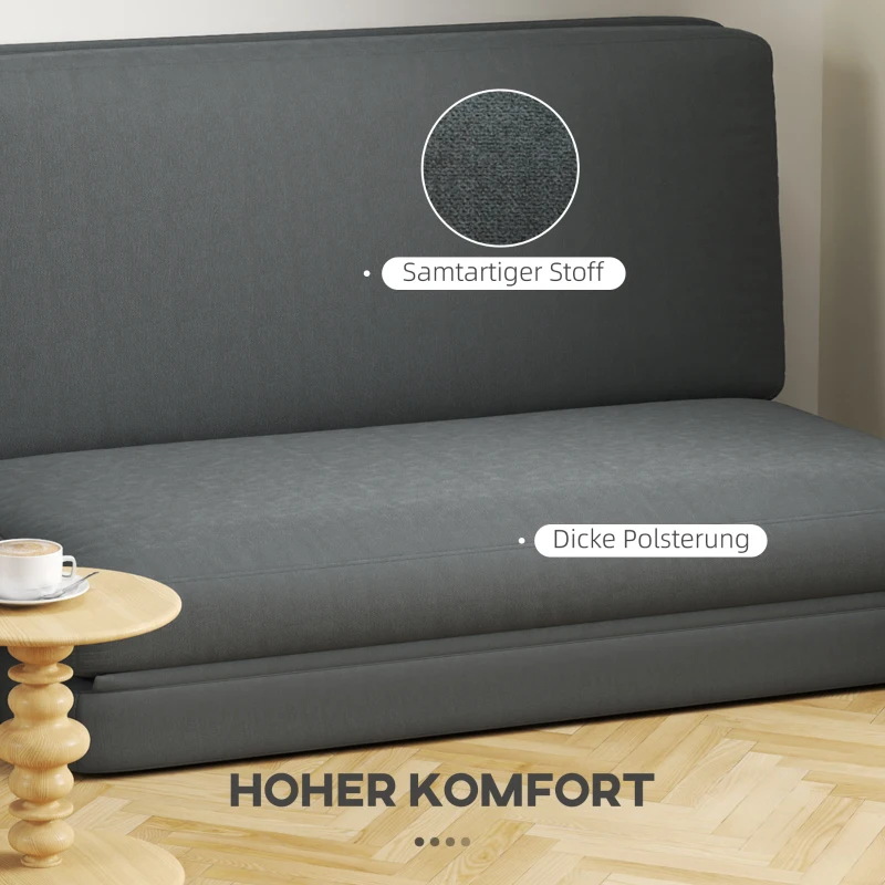 HOMCOM 3-in-1 Opvouwbare Relaxstoel, Gastenmatras, Deelbaar, 138 cm breed, Donkergrijs(m-5)