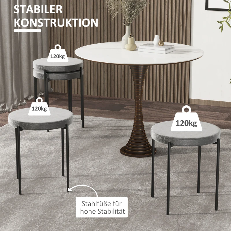 HOMCOM set van 4 eetkamer krukken stapelbaar kruk keuken kruk barkruk fluwelen touch moderne keuken eetkamer polyester staal grijs 41,5 x 41,5 x 46 cm
