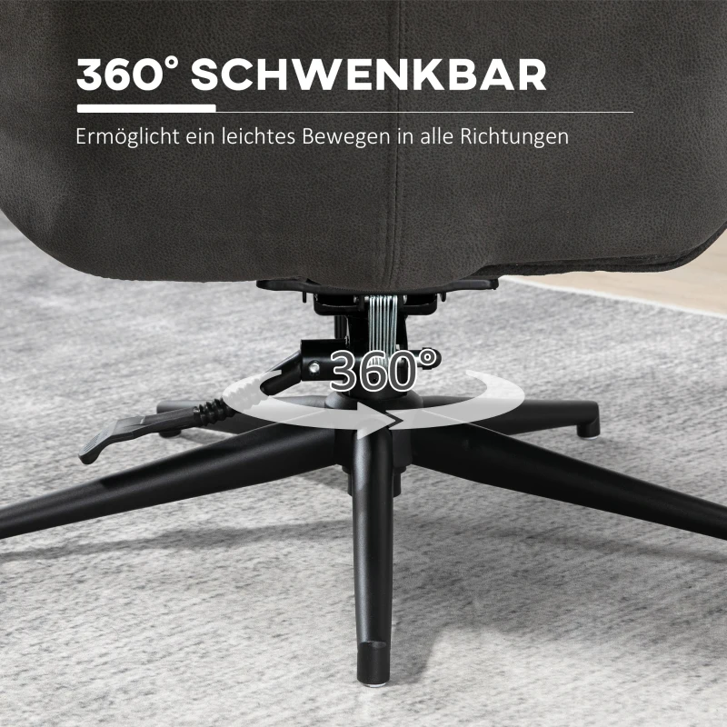 HOMCOM relaxfauteuil met kruk, draaivoet, tv-fauteuil met ligfunctie