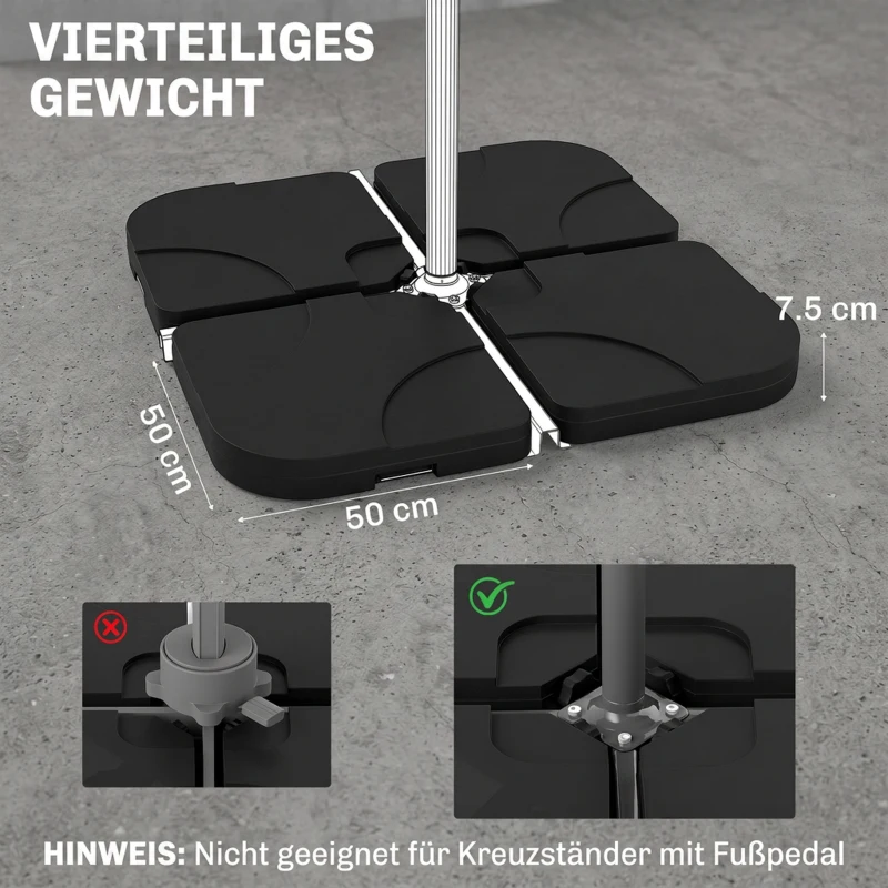 Outsunny Zonneschermstandaard parasolvoet zonneschermvoet staander voor vloerkruis vulbaar