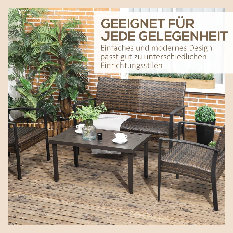 Outsunny Salontafel Houtlook Tuintafel Balkon Salontafel Staal