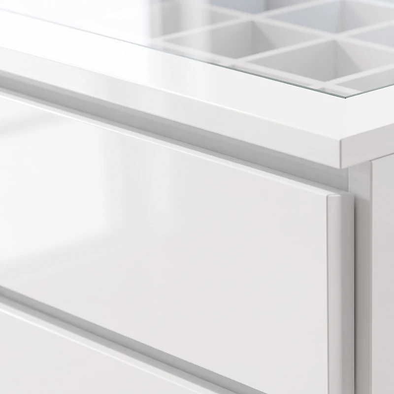 HOMCOM High Gloss 4 Drawer Chest of Drawers with Glass Top and RGB LED Lights, Dresser with Jewelry Organizer, APP Control