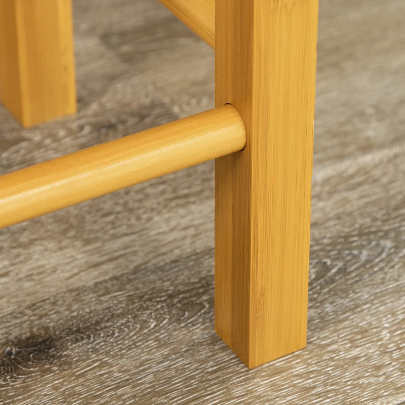 HOMCOM Carrello da Cucina con Tavolino Pieghevole e 2 Sgabelli, Ruote e Cassetti in Legno di Bambù