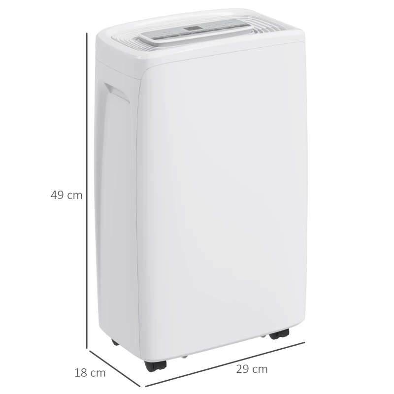 HOMCOM Deshumidificador Eléctrico 12L/Días Silencioso con 4 Modos 2 Velocidades 29x18x49 cm Blanco