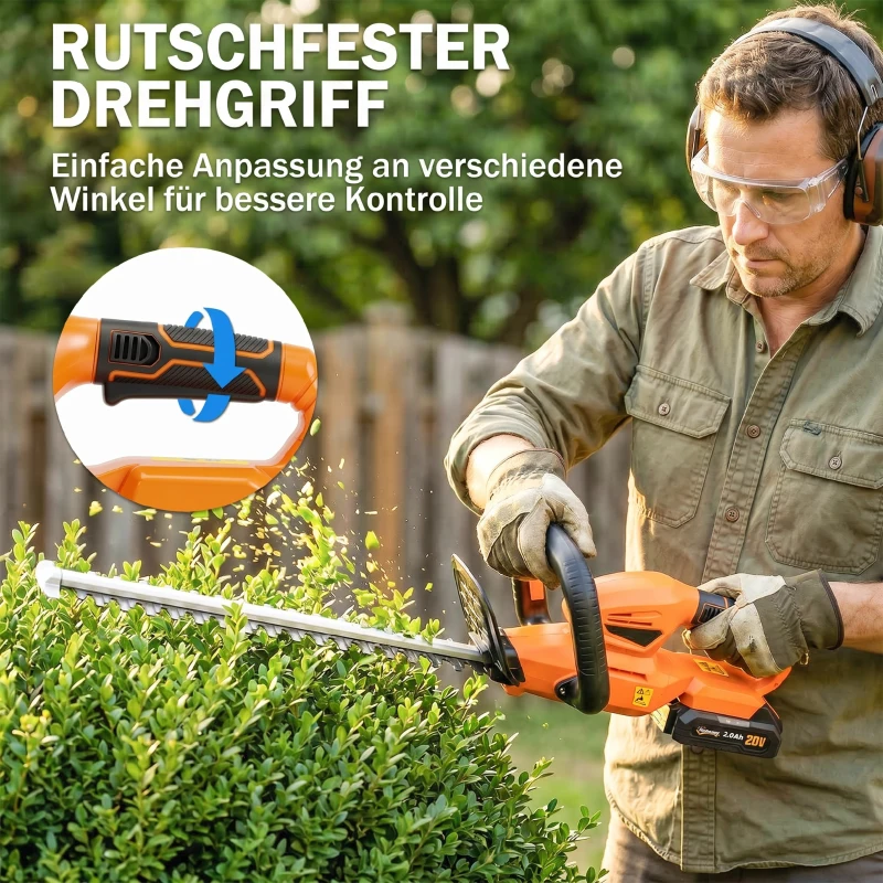 Outsunny elektrische draadloze heggenschaar met 100W motorvermogen, 51 cm snijlengte, ABS, oranje