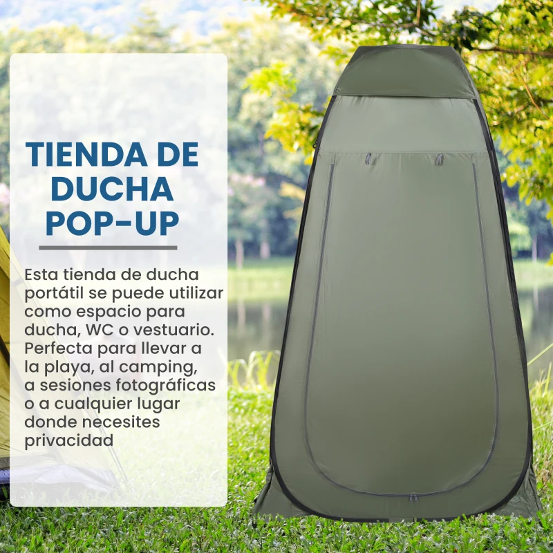 Outsunny Tienda de Ducha Pop-Up Tienda de Privacidad Portátil Tienda Instantánea  con Bolsa de Transporte para Baño Vestuario Cambiador 120x120x190 cm Verde