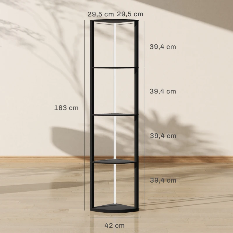 HOMCOM LED Vloerlamp 5-niveaus dimbare vloerlamp met rek, RGB kleurenwisseling, afstandsbediening
