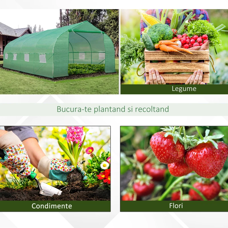 Outsunny, sera pentru gradina cu acoperis, 6x3x2, verde | Aosom Ro(m-7)