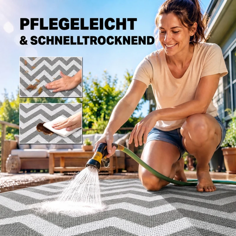Outsunny buitenkleed, waterdicht, dubbelzijdig design, hoogwaardige kunststofvezel, lichtgrijs+wit, 121 x 182 cm
