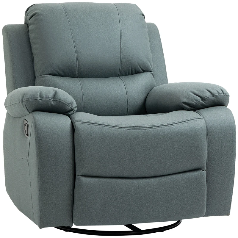HOMCOM fauteuil met kantelverstelling tot 135°, 360 graden draaibaar, 93 cm x 100 cm x 98 cm, stalen frame, groen