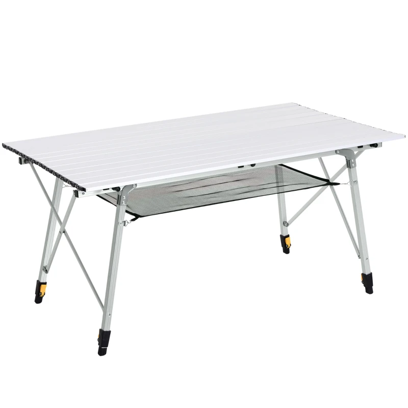 Outsunny Table pliante en aluminium table de camping table de jardin 6 personnes hauteur réglable + sac de transport