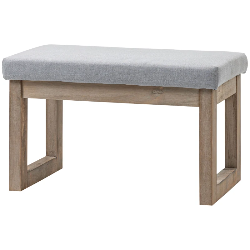 HOMCOM Reposapiés de Salón Taburete Bajo Tapizado en Lino Sintético con Estructura de Madera para Sala de Estar Gris