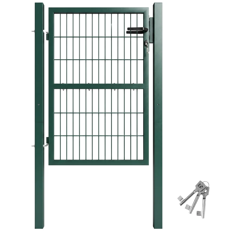 Outsunny Tuinhek van Staal met Handvat en Afsluitbaar Slot 97x170cm Groen