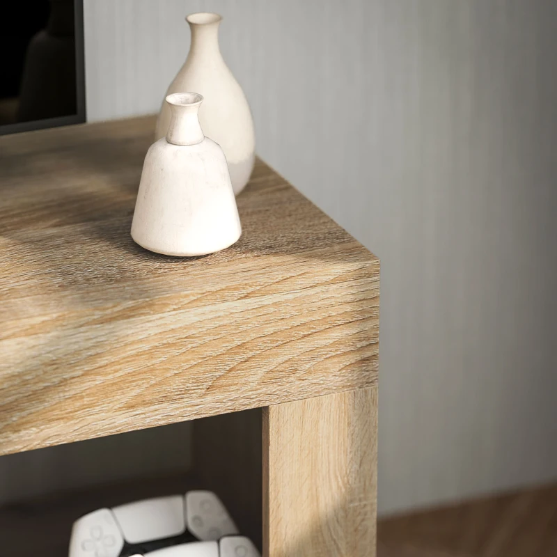 HOMCOM Mobile Porta TV 60" con Armadietto 2 Ante e Ripiano Aperto, 140x40x48 cm, Legno Naturale