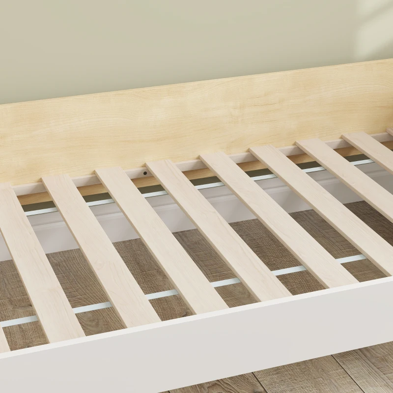 AIYAPLAY Cama para Niños de +3 Años 140x70 cm Cama Infantil de Madera Carga 80 kg para Dormitorio Blanco y Natural